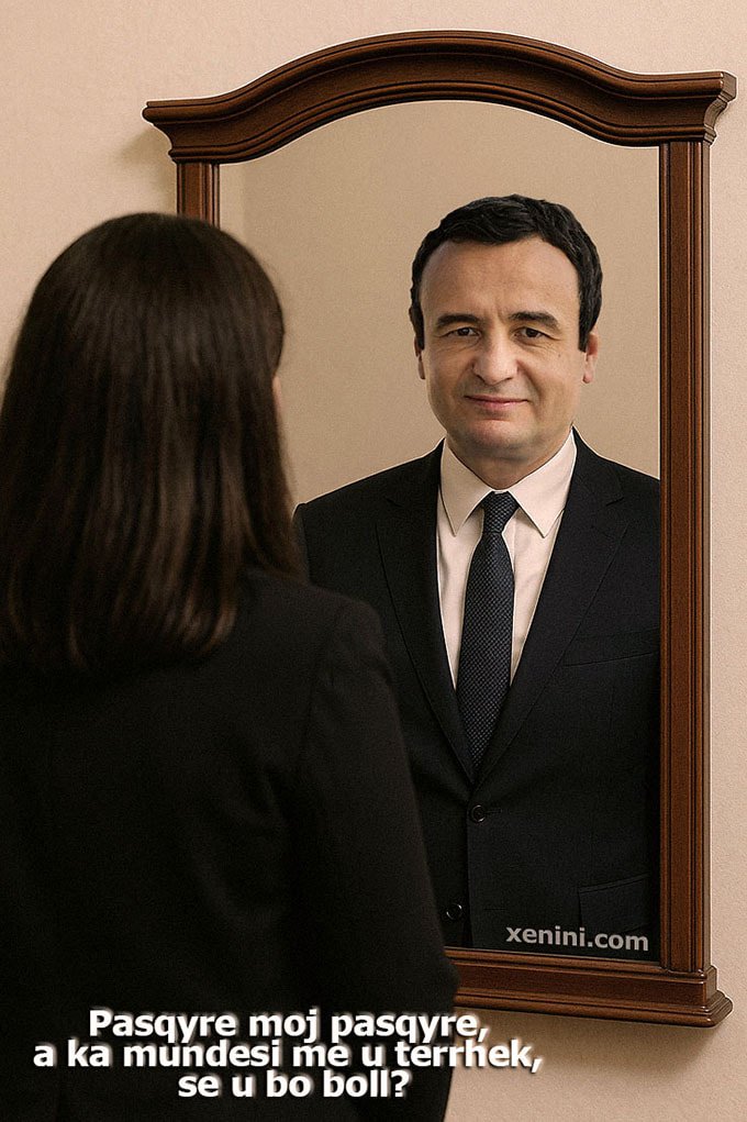 Albulena Haxhiu, po e pyet Albin Kurtin, a mundet me u terrhek, se ne momentin e krijimit te kesaj fotomontazhe, eshte votu 30 here dhe nuk eshte zgjedhe kryekuvendare.